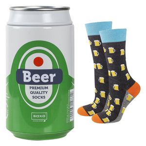 Socken in Dose - Ideal für ein Geschenk - Bier Motiv von SOXO - Herren - Baumwolle - Lustige und bunte - Größe: 40–45