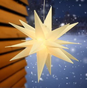 3D adventní hvězda se 40 LED diodami v teplé bílé barvě - 60 cm - venkovní vánoční závěsná dekorace do okna s časovačem