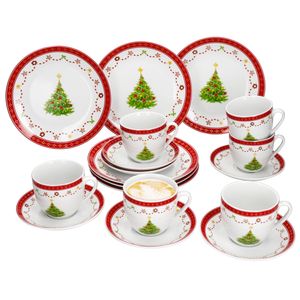 18tlg Kaffeeservice Weihnachtstraum Porzellan 6 Pers. Tassen Teller