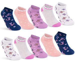 10 Paar Kinder Sneaker Socken Mädchen Baumwolle Kindersocken 56269 - Farbmix 27-30