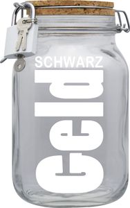 Spardose Geld Geschenk Ideen Schwarz Geld Transparent Größe XL 2 Liter