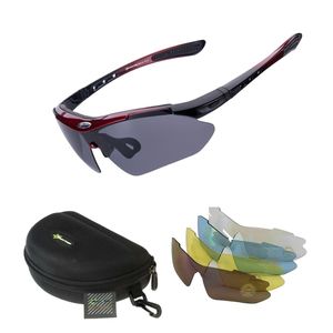 ROCKBROS Fahrradbrille Polarisiert Sportbrille ROT  Sonnenbrille Brille UV400 + ETUI