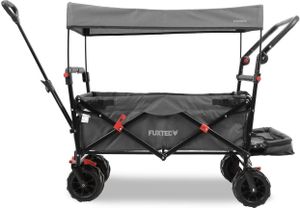 FUXTEC Strand-Bollerwagen FX-CTB800 mit UV-geschütztem Sonnendach,Schiebegriff & Innenraumverlängerung Grau
