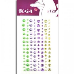 120 Selbstklebende Perlen - lila & grün