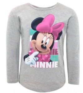 Disney Minnie Maus Sweet T-Shirt Langarm - Größe 110 bis 152 cm – Grau / 134-140