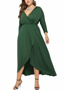 Damen Abendkleider V-Ausschnitt Kleider Etuikleider Langes Kleid Große Größe Wickelkleid Grün,Größe 2XL