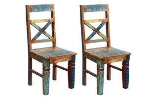 SIT Möbel Esszimmerstuhl 2er-Set | Altholz lackiert | bunt | B 45 x T 45 x H 100 cm | 09112-98 | Serie RIVERBOAT