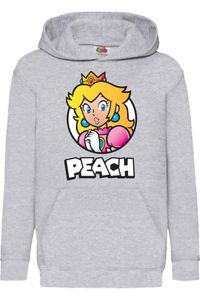 Mario Princess Peach Kinder Kapuzenpullover Sweatshirt Super Mario Luigi Bowser Nintendo, 5-6 lata - 116/ Wrzosowy szary