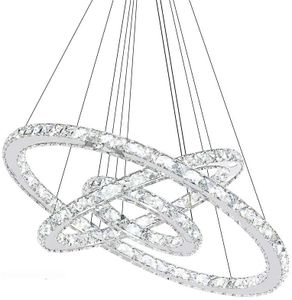 Kristall Pendelleuchte 72W LED 3 Ring Dimmbar Decken Hell Kronleuchter Elegant Hängelampe Deckenlampe für Gästezimmer, Schlafzimmer, Wohnzimmer, Hotels