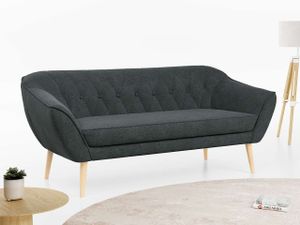 Sofa, Skandinavischer Stil, Holzbeine - PIRS - 3 Sitzer - Dunkelgrau - Struktur