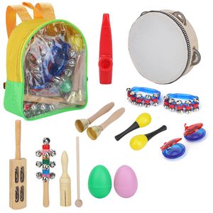 15x Spielzeug von Holz Schlaginstrument Kinder Musikalisches Musik Kinderspielzeug Instrument Schlagzeug Schlagwerk für Kleinkinder