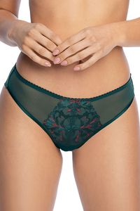 Gaia dame slip brazilian ausgeschnitten geblümt stickerei netz elegant 1147b rea, dunkelgrün, l