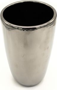Keramik Vase Silber - 23,5 cm hoch - Blumenvase