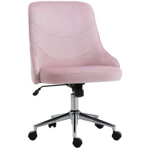 Kancelářská židle Vinsetto Kancelářská židle k psacímu stolu Počítačová židle Otočná židle SOHO styl Pracovní židle s funkcí houpání Výškově nastavitelná sametová růžová 57 x 61 x 86-96 cm