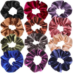 H&S Satin Haargummi Set - 12 Stück - Scrunchies für Mädchen und Damen Mehrfarbig Bunt - Ultradehnbarer Zopfgummi aus Samt in Pastellfarben - Haargummi Damen Scrunchies Satin - Haargummi Samt Set