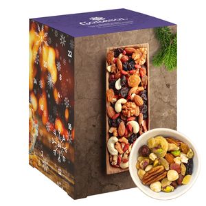 Corasol gesunder Frucht-Nuss-Mix Premium Adventskalender mit 24 fruchtigen Mischungen aus Trockenfrüchten & Nüssen zum Knabbern & Snacken (720 g)