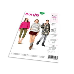 Střih Burda 6296 - Mikina, mikina s kapucí, dlouhá mikina, svetr