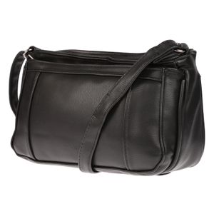 Damen Tasche Schultertasche Umhängetasche Crossover Bag Leder Optik Handtasche Schwarz