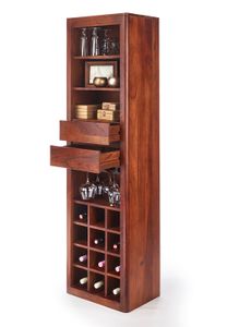 Kobolo Weinregal Weinschrank MASSIVE- Akazienholz - 50x36x180cm - Wohnzimmer Esszimmer Hochschrank Schrank Regal Zuhause Einrichtung Home Deko Zuhause