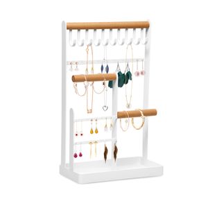 Hanamura schmuckständer - Schmuckhalter - Schmuck organizer - Mit Ohrringständer und Armbandhalter - Metall & Holz - Mit Tablett & rutschfesten Füßen