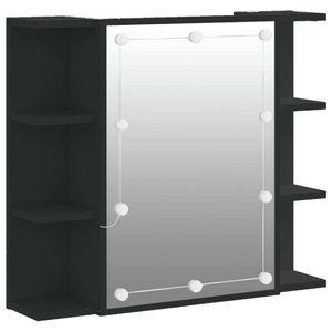 vidaXL Spiegelschrank mit LED Schwarz 70x16,5x60 cm