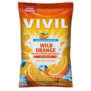 Vivil Wild Orange orzeźwiające cukierki bez cukru z witaminą C 120g