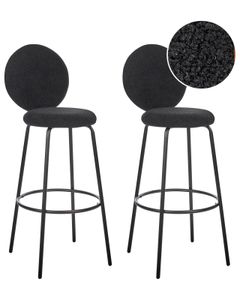 BELIANI Sada 2 barových stoličiek čierna buklé čalúnenie čierne oceľové nohy moderný štýl kuchyňa jedáleň