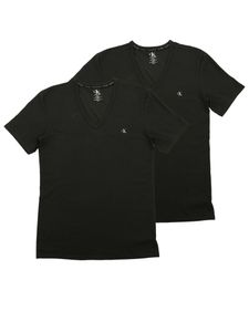 Calvin Klein Pánske tričko s krátkym rukávom 2 Pack S/S V Neck Black XL