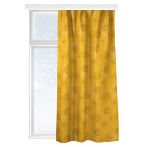 Vorhänge - Pfingstrosen und Mohn - Warmes Gelb, Größe HxB:200x130 cm (1 Vorhang), Material:Schwerer Samt 510g/m²