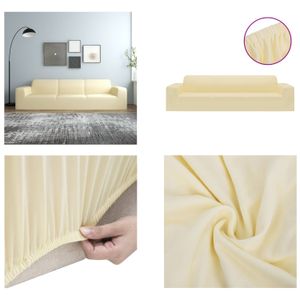 vidaXL Stretch Sofahusse 4 Sitzer Creme Polyester Jersey - Sofahusse - Sofahussen - Sofabezug - Sofabezüge