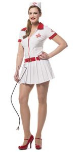 L3200280-46 weiß-rot Damen Krankenschwestern Kleid Nurse Kostüm Gr.46