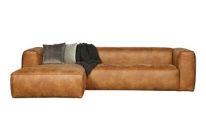 WOOOD Bean Ecksofa Links Cognac - 4-Sitzer Sofa Recycle-Leder 73x305x96cm