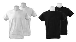 Briatore Herren T-Shirt Basic 2er Pack Baumwolle Kurzarm Rundhals Doppelpack, Farbe:Weiss, Größe:L