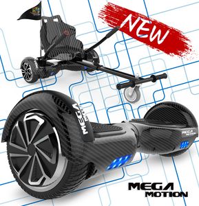 HoverBoard mit Sitz MegaMotion 6,5 Zoll Elektro Scooter Hoverboards Selbstausgleichender Elektroroller Segway E-Skateboard 350W*2 Motor mit Hoverkart für Kinder und Jugendliche
