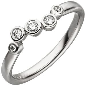 Weißgoldring, Weißgold Diamantring, Brillantring 585er Gold, 5 Diamanten, ca. 2,9 Gramm
