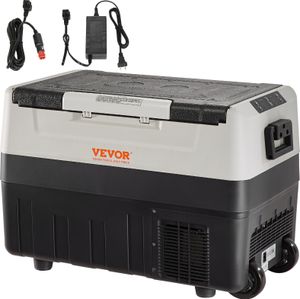 VEVOR Camping Refrigerator 35 L Cool Box, 12 / 24 V Rollable Electric Freezer Box 2 in 1 Double Zone, Car Refrigerator Compressor for Keeping Warm and Cooling 60 W Portable Handle Boat, Truck, Mobile Grey