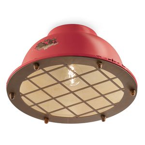 Ferroluce Industrial Deckenlampe, Farbe:Rot
