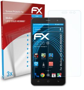 atFoliX FX-Clear 3x Schutzfolie kompatibel mit Medion LIFE E5520 (MD99687) Displayschutzfolie