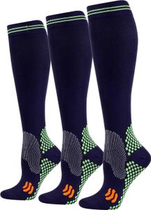 ALSTER HERZ® 3x Sportliche Kompressionsstrümpfe Damen und Herren, Gr. 36-45, A0548, Navy, S/M