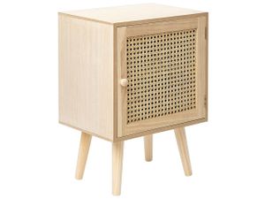 BELIANI Nočný stolík svetlé drevo MDF materiál dyha ratanový výplet ratanové dvierka boho dizajn