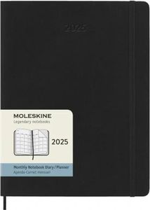Diár Moleskine 2025 - mäkké dosky XL, mesačný, čierny