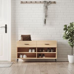 vidaXL Ławka na buty dąb sonoma 102x35x55 cm materiał drewnopochodny - Ławka na buty - Ławki na buty - Ławka z miejscem do przechowywania - Stojak na buty