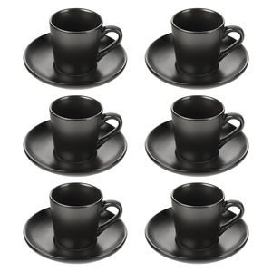 Schramm® Espressotassen Set aus Porzellan 6er Set wählbar in 3 verschiedenen Farben 6 Espresso Tassen mit 6 Untertassen 70ml Espressotassenset Kaffee Tassen Tasse 12-teilig, Farbe:schwarz