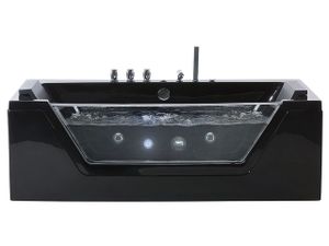 BELIANI Vírivá vaňa čierna akrylátová 160 x 76 cm LED osvetlenie hydromasážne obdĺžnikové moderné opierky hlavy