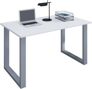 VCM Holz Schreibtisch Computertisch Arbeitstisch Büromöbel Lona U Alu Silber Weiß