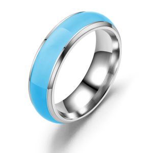 Einfache Mode Uni leuchtende einfarbige leuchtende Ring Schmuck Zubehör-Blau,US 6