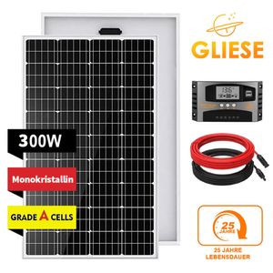 300W 12V Solarpanel Kit Monokristallin Solaranlage Komplettpaket PV Solarmodul Wohnmobil RV Camping