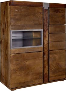 MASSIVMOEBEL24 Highboard Mango 110x45x142 braun lackiert Amsterdam #05