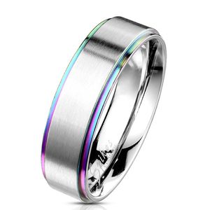 Regenbogen Ring Edelstahl / Pride Partnerring für Damen & Herren 70 (22.3 mm Ø)