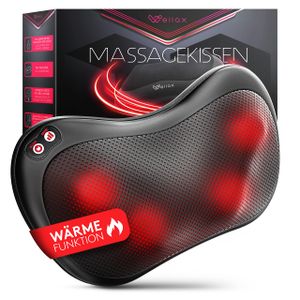 Wellax - Massagekissen mit Wärmefunktion & 360° Drehung - Shiatsu Nackenmassagegerät mit 3 - Gut